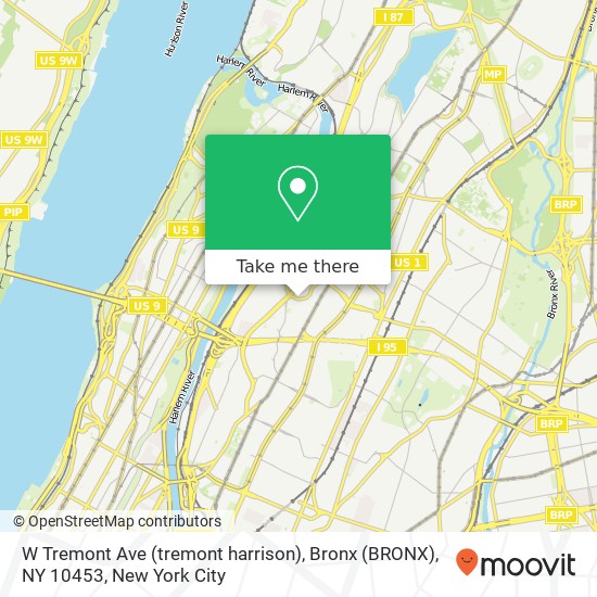 W Tremont Ave (tremont harrison), Bronx (BRONX), NY 10453 map