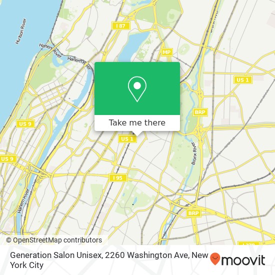 Mapa de Generation Salon Unisex, 2260 Washington Ave