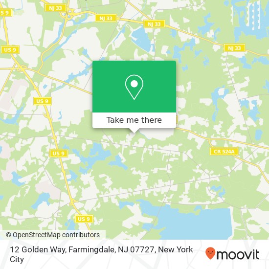 Mapa de 12 Golden Way, Farmingdale, NJ 07727