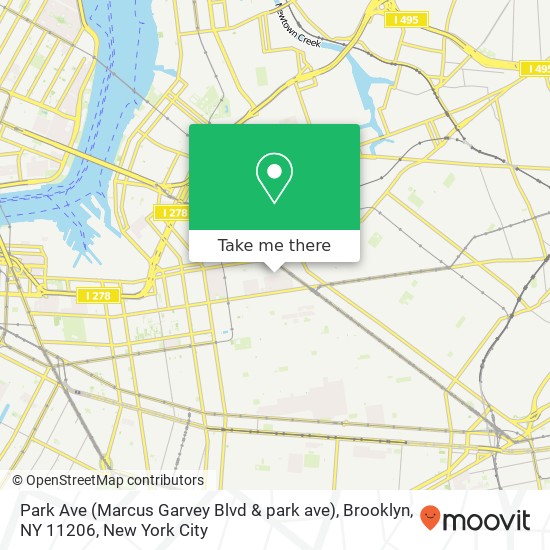 Park Ave (Marcus Garvey Blvd & park ave), Brooklyn, NY 11206 map