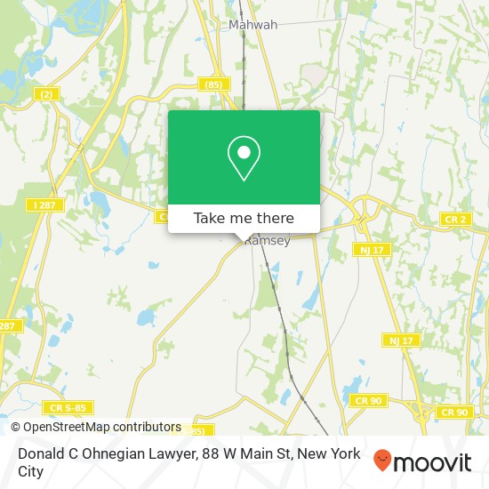 Mapa de Donald C Ohnegian Lawyer, 88 W Main St