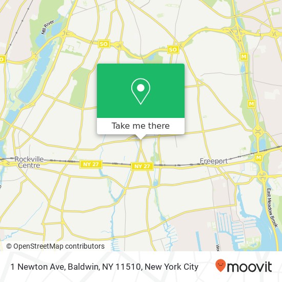 Mapa de 1 Newton Ave, Baldwin, NY 11510