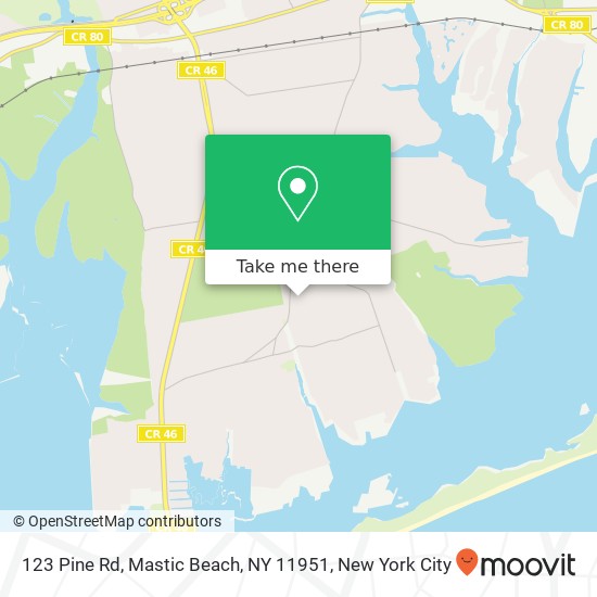 Mapa de 123 Pine Rd, Mastic Beach, NY 11951