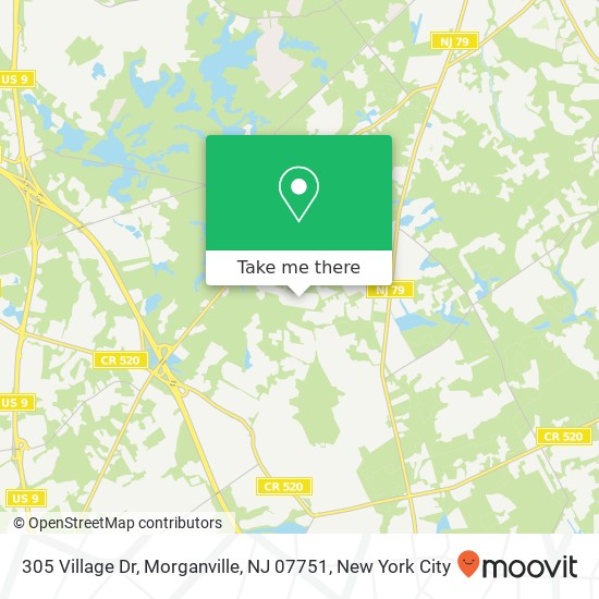 Mapa de 305 Village Dr, Morganville, NJ 07751
