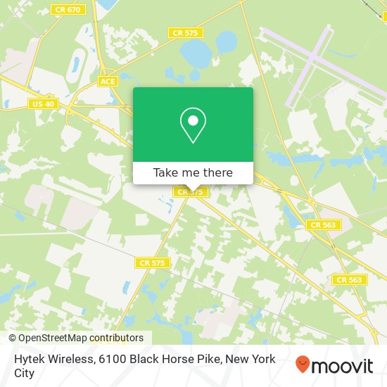 Mapa de Hytek Wireless, 6100 Black Horse Pike