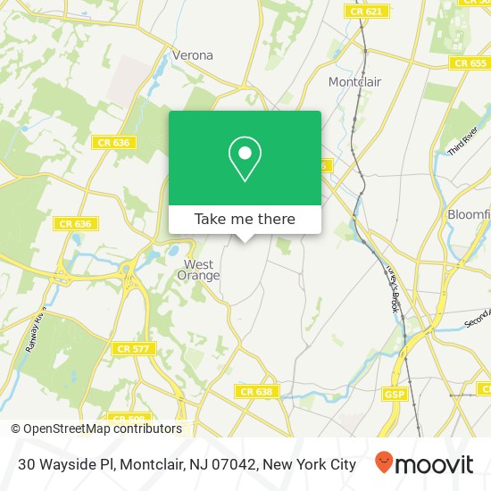 Mapa de 30 Wayside Pl, Montclair, NJ 07042