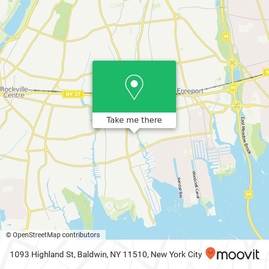 Mapa de 1093 Highland St, Baldwin, NY 11510