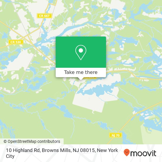 Mapa de 10 Highland Rd, Browns Mills, NJ 08015