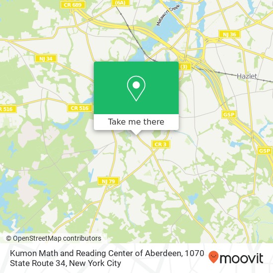 Kumon Math and Reading Center of Aberdeen, 1070 State Route 34 map