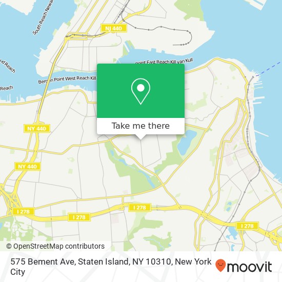 Mapa de 575 Bement Ave, Staten Island, NY 10310