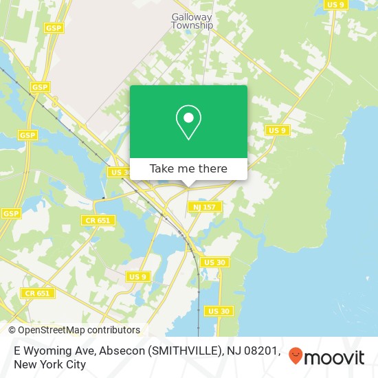 Mapa de E Wyoming Ave, Absecon (SMITHVILLE), NJ 08201
