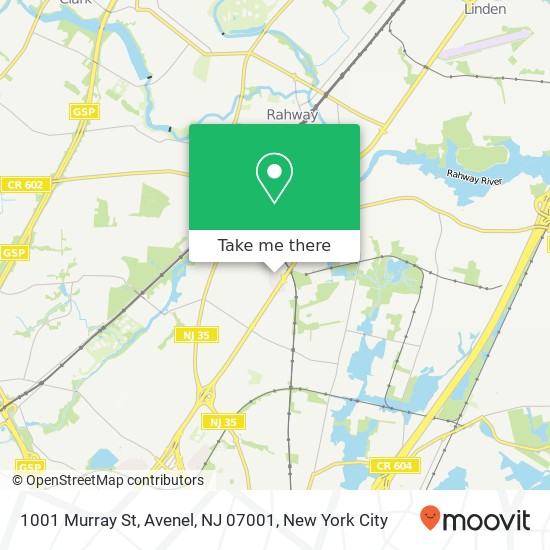 Mapa de 1001 Murray St, Avenel, NJ 07001