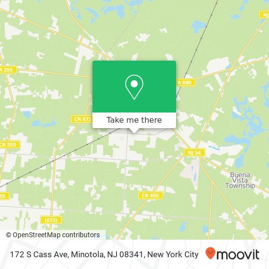 Mapa de 172 S Cass Ave, Minotola, NJ 08341