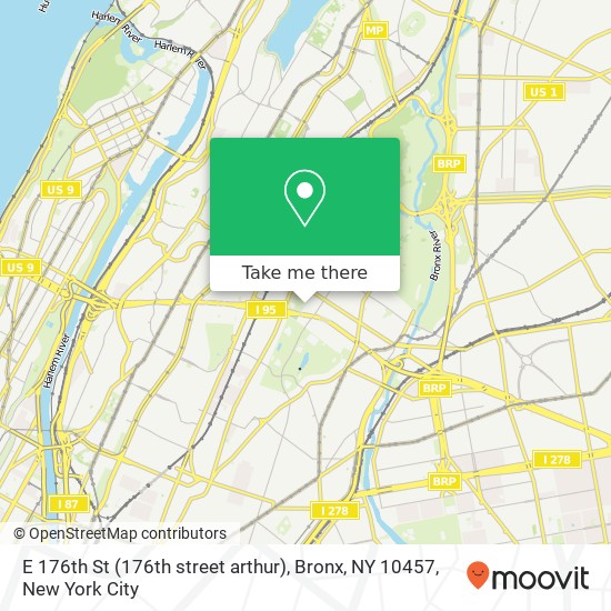 E 176th St (176th street arthur), Bronx, NY 10457 map