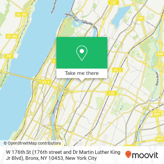 Mapa de W 176th St (176th street and Dr Martin Luther King Jr Blvd), Bronx, NY 10453