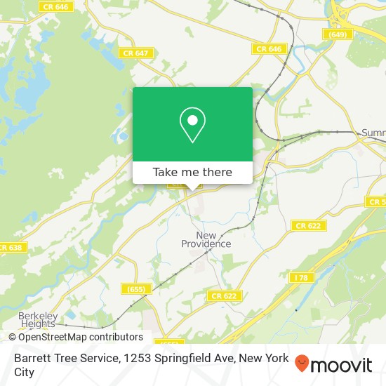 Mapa de Barrett Tree Service, 1253 Springfield Ave