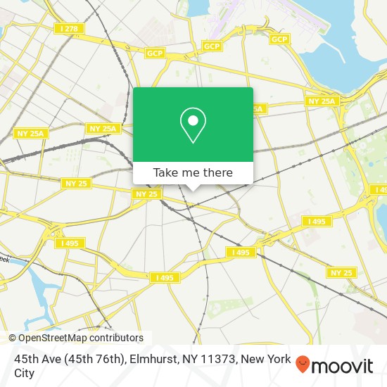Mapa de 45th Ave (45th 76th), Elmhurst, NY 11373