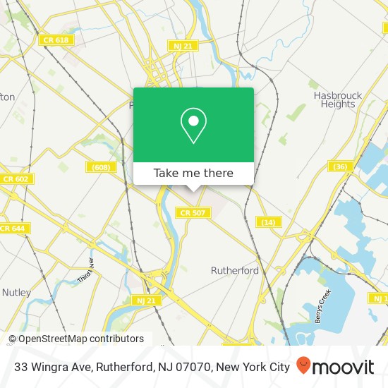 Mapa de 33 Wingra Ave, Rutherford, NJ 07070