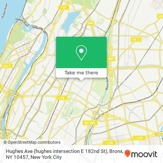 Hughes Ave (hughes intersection E 182nd St), Bronx, NY 10457 map