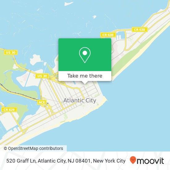 Mapa de 520 Graff Ln, Atlantic City, NJ 08401