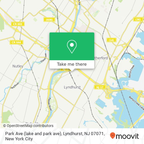 Park Ave (lake and park ave), Lyndhurst, NJ 07071 map