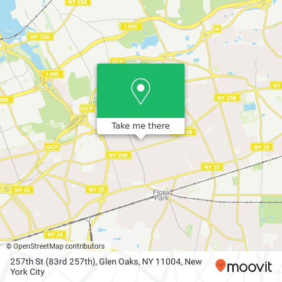 Mapa de 257th St (83rd 257th), Glen Oaks, NY 11004