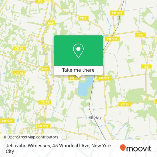 Mapa de Jehovah's Witnesses, 45 Woodcliff Ave