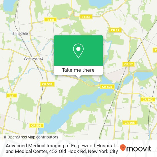 Mapa de Advanced Medical Imaging of Englewood Hospital and Medical Center, 452 Old Hook Rd