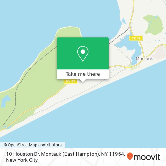 Mapa de 10 Houston Dr, Montauk (East Hampton), NY 11954