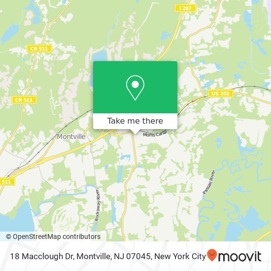 Mapa de 18 Macclough Dr, Montville, NJ 07045