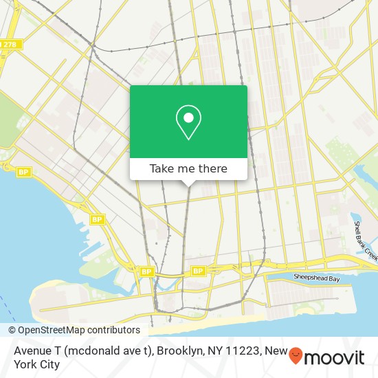 Avenue T (mcdonald ave t), Brooklyn, NY 11223 map