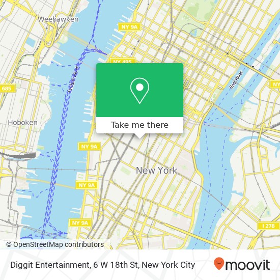 Diggit Entertainment, 6 W 18th St map