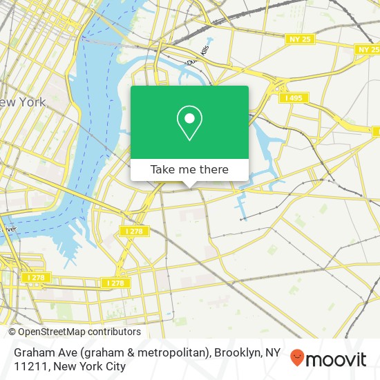 Mapa de Graham Ave (graham & metropolitan), Brooklyn, NY 11211