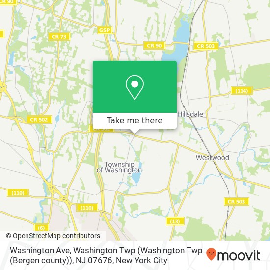 Mapa de Washington Ave, Washington Twp (Washington Twp (Bergen county)), NJ 07676