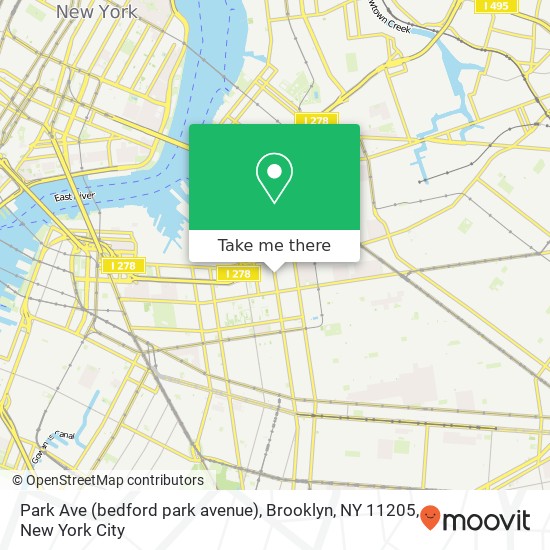 Mapa de Park Ave (bedford park avenue), Brooklyn, NY 11205