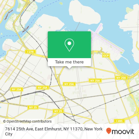 Mapa de 7614 25th Ave, East Elmhurst, NY 11370