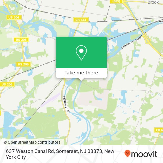 Mapa de 637 Weston Canal Rd, Somerset, NJ 08873