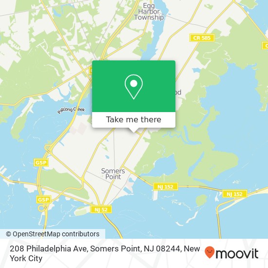 Mapa de 208 Philadelphia Ave, Somers Point, NJ 08244