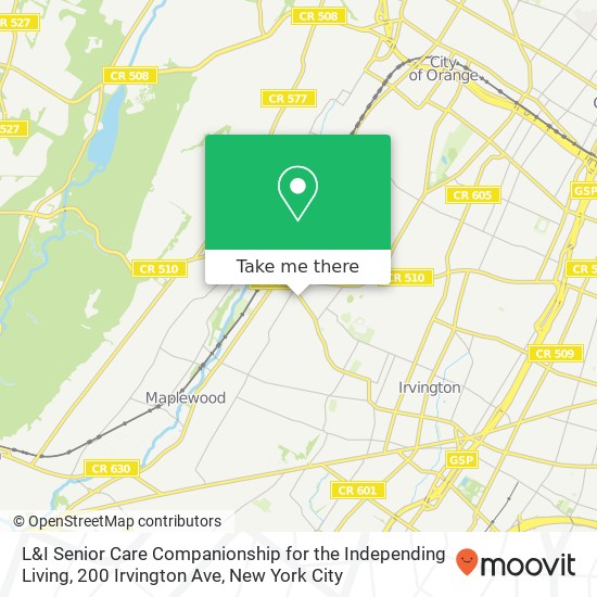 Mapa de L&I Senior Care Companionship for the Independing Living, 200 Irvington Ave