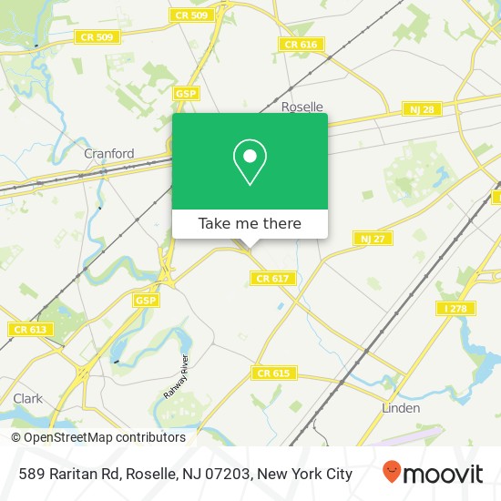 Mapa de 589 Raritan Rd, Roselle, NJ 07203