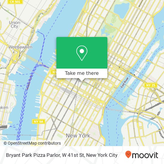Mapa de Bryant Park Pizza Parlor, W 41st St