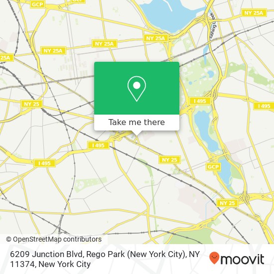 Mapa de 6209 Junction Blvd, Rego Park (New York City), NY 11374