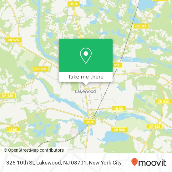 Mapa de 325 10th St, Lakewood, NJ 08701