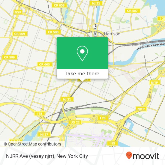 Mapa de NJRR Ave (vesey njrr), Newark, NJ 07105