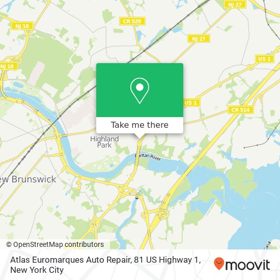 Mapa de Atlas Euromarques Auto Repair, 81 US Highway 1