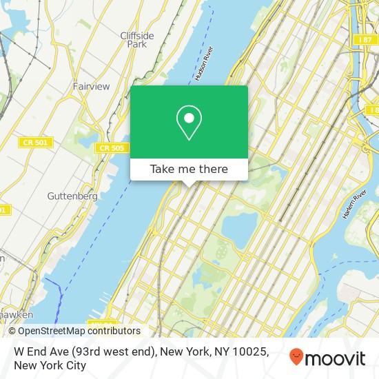 Mapa de W End Ave (93rd west end), New York, NY 10025