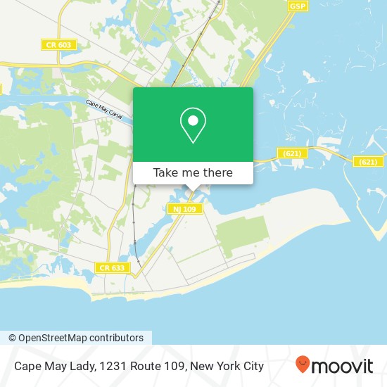 Mapa de Cape May Lady, 1231 Route 109