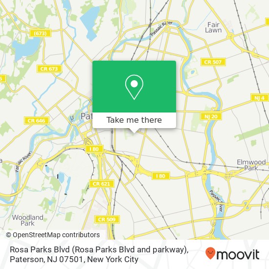 Mapa de Rosa Parks Blvd (Rosa Parks Blvd and parkway), Paterson, NJ 07501