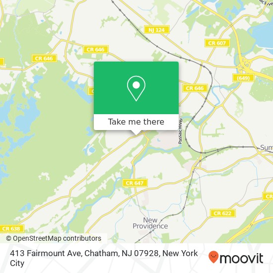 Mapa de 413 Fairmount Ave, Chatham, NJ 07928