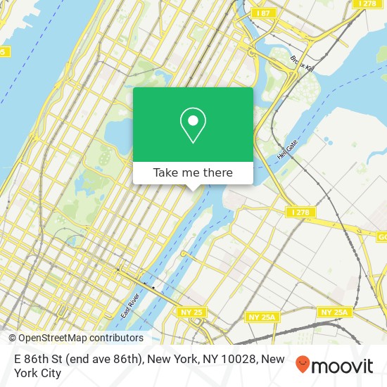 Mapa de E 86th St (end ave 86th), New York, NY 10028